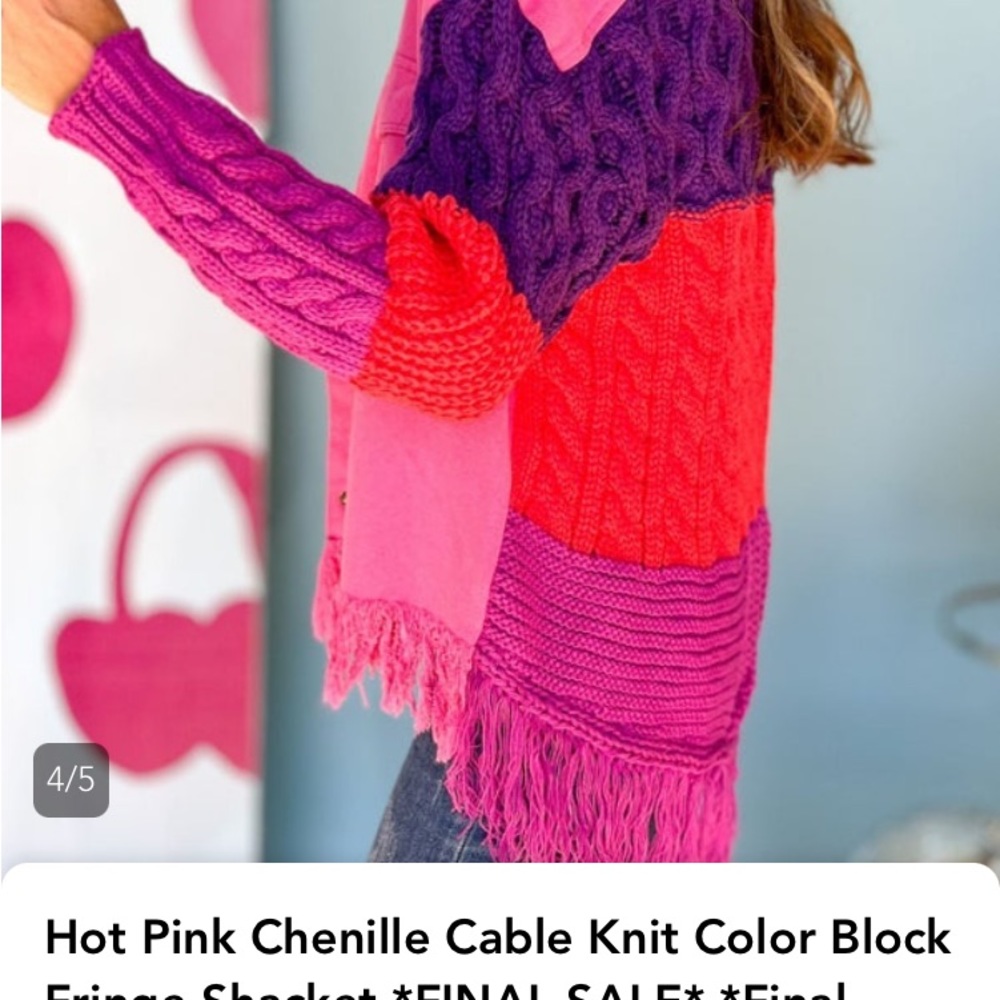 Umgee Color Block Sweater Shacket - Picture 3 of 8